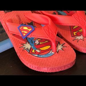 Size 7 Red Superman Flip Flop Sandals